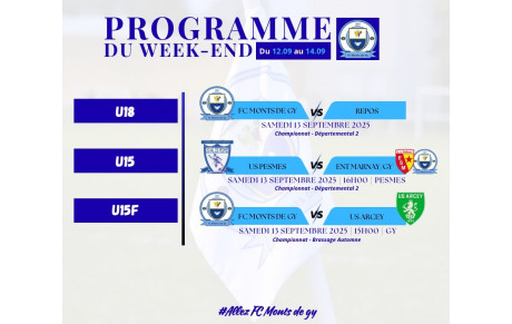 Programme du week-end S37