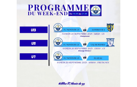 Programme du week-end S38
