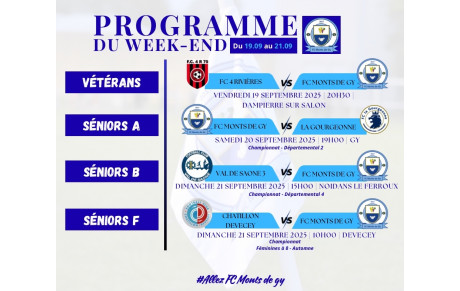 Programme du week-end S38