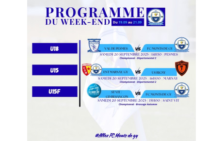 Programme du week-end S38