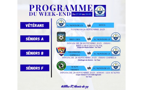 Programme du week-end S39