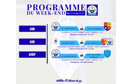 Programme du week-end S39