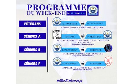 Programme du week-end S40