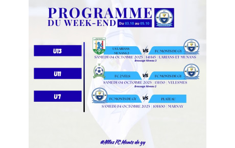 Programme du week-end S40