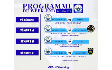 Programme du week-end S49