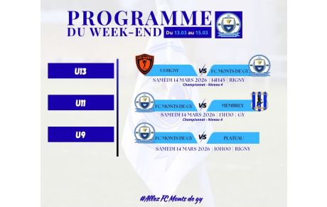 Programme du week-end S11